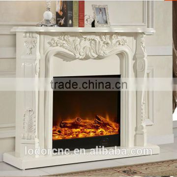 Ivory White antique decor flame electric fireplace and mantel