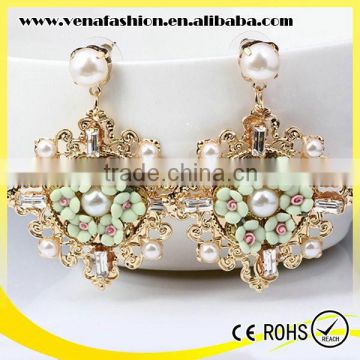 instock enamel beads soft ceramic shaped flower earring