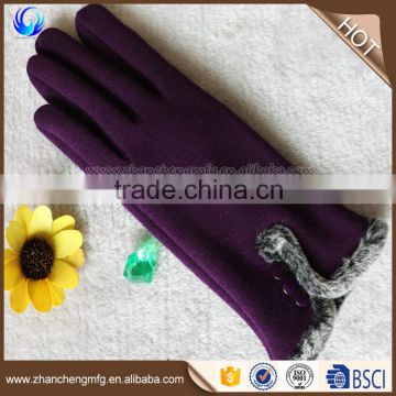 Fancy ladies winter warm purple touch screen cotton hand gloves