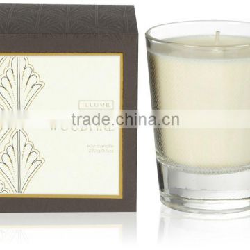 Woodfire Fancy Design Aroma Pure Soy Wax Candle in glass jar