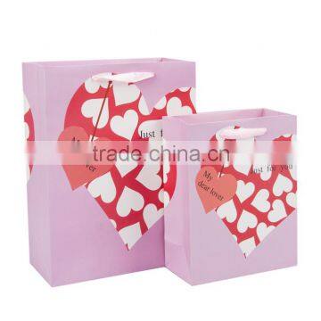 Best Quality Custom Colorful Heart Printed Paper Shopping Bags Gift Bags