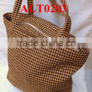 handmade women linen fabric large shopping bag with zippers