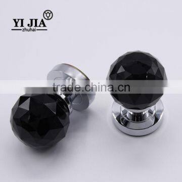 2 3/8 inch black enamel zinc metal diamond cut crystal knobs for doors