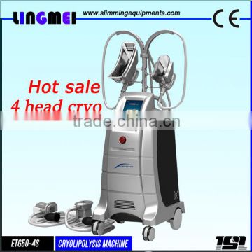 Vacuum Cryolipolysis Best Cellulite Removal Machine Double Hanle Working At The Fat Freezing Same Time 4 Treatment Heads Of Different Size Improve Blood Circulation