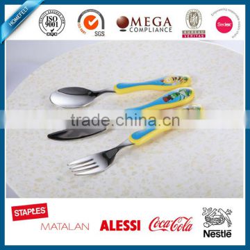 New Style Plastic Handle Spoon Fork Knife Baby Cutlery Set