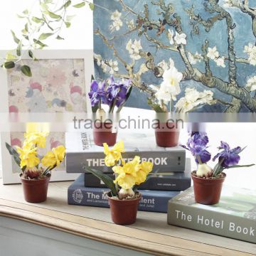 New design indoor decoration silk flowers iris bonsai mini artificial flowers