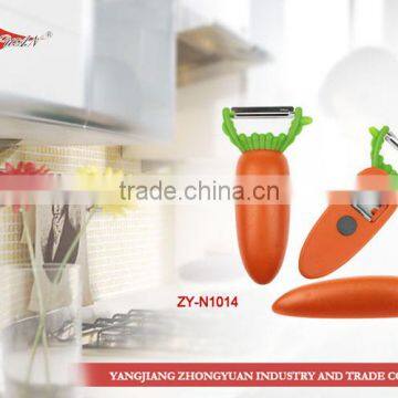 Stainless steel Y shaped peeler with magnetic carrot shaped handle