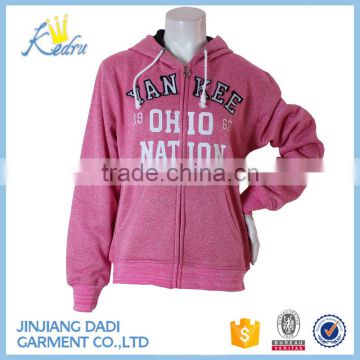 Women Rosered Knitted Embroidery Zipper-Up Hoody