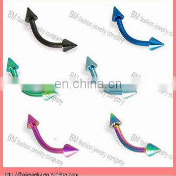 Fashion colorful anodized titanium curved eyebrow ring body jewelry