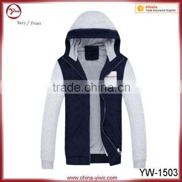 Hot new fashion Patchwork men 100% cotton hoodie
