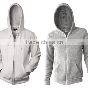 Custom made Men's Full Zip White and Heather Grey Hoodies
