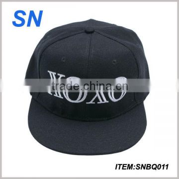 new design custom embroidered black snapback hat