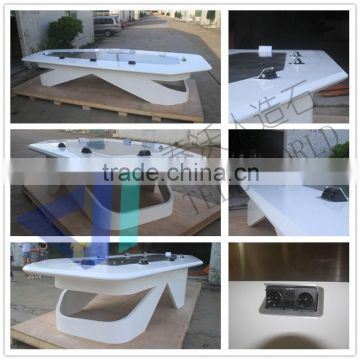 Artificial stone white Luxury modern conference table latest design