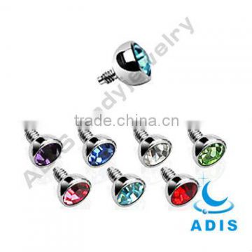 dermal anchor piercing components with stone