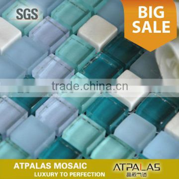 Stone Glass Mosaic tiles- frosted glass stone wall tile, kitchen tile, blue bathroom tiles EGS095