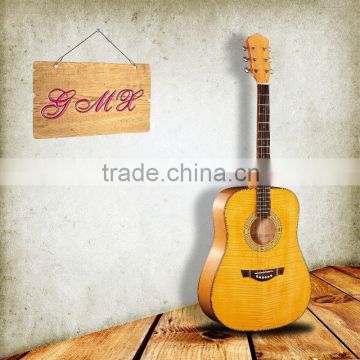 Popular Natural color Jumbo acoustic Guitar made in China