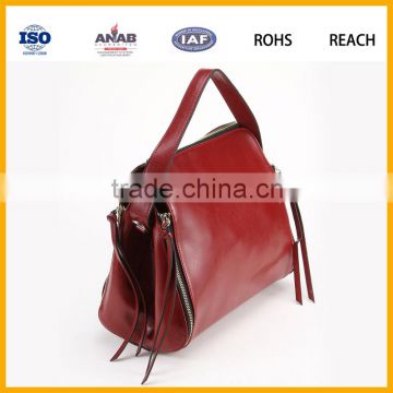 wholesales oil PU leather red sex ladies leather shoulder handbag