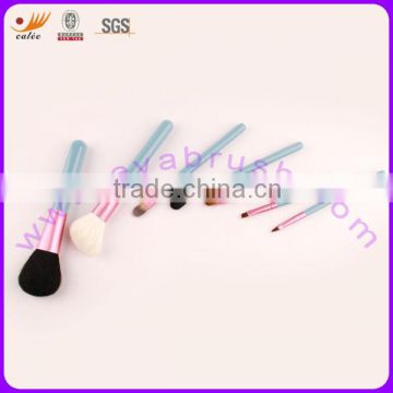 7pcs Blue and Pink Wood Handle Mini/Gift Cosmetic Brush Set