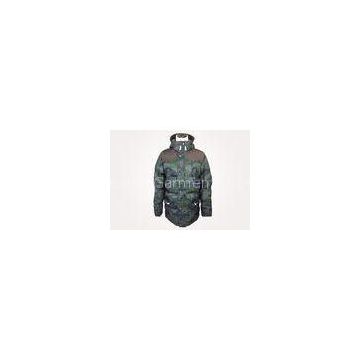 Camouflage Print Outdoor Mens Padded Jacket , Long Wind Coat with Hood