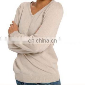 ladies cashmere sweater with V-neck