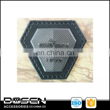 leather patch for jeans, leather labels with metal logo for jacket
