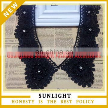 Popular black wholesale guipure chemical lace neckline designs