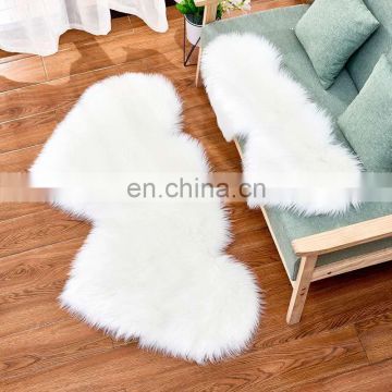 Custom luxury carpet white faux fur area rug for bedroom