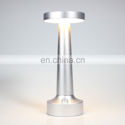 Chic Hotel Style Energy Saving Table lamp Aluminium USB Rechargeable Battery LED Cordless Restaurant Table Lamp For Dinner