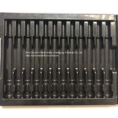plastic PET  blister packaging stock customized pallets vacuum forming black plastic blister trays