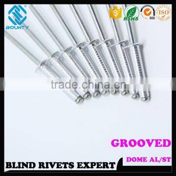 HIGH QUALITY FACTORY DOME HEAD ALUMINUM GROOVED TYPE POP RIVETS FOR WOOD