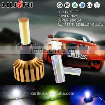 2016 Promotion auto parts All in one head light 30w 2800lm h7 car led headlight lamp gold/white/bule color optional