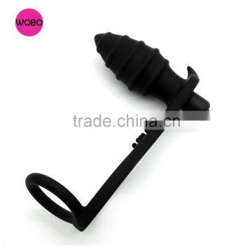 silicone anal plug with cock ring sex toy E013