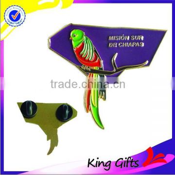 Custom colorful soft enamel bird shape lapel pins