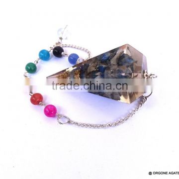 Lapis Lazuli Pendulum With Chakra Chain | Dowsing Orgone Pendulum