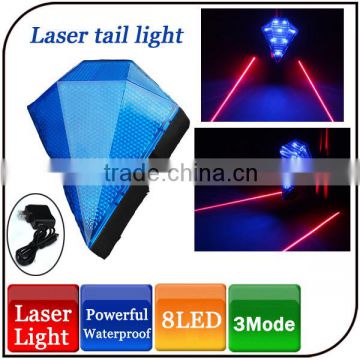 High Brightness 6V 4 Color Beam Waterproof Level Bike Usb Rechargeable Bicycle Laser Warning Light Tail Rear Light