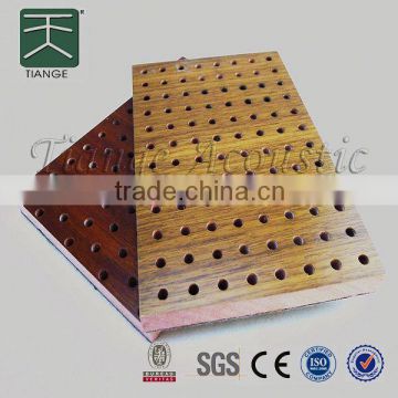 sound absorption mdf wooden perforated acoustic wall panel pine wall covering for auditorium and gym