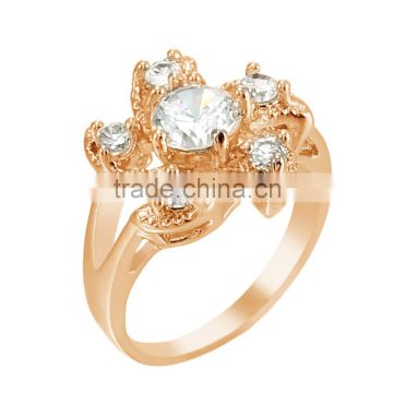 Hot New Jewelry Unique Flower Inlay Clear Rhinestone Women Ring for Banquet