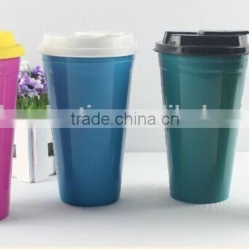 Eco-friendly 16OZ Double Wall Promotional Plastic Coffee Cup With Lid