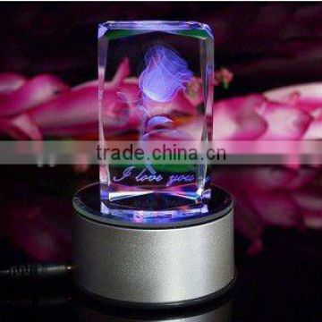 Colorful Light Base 3d Laser Crystal Cube CL072
