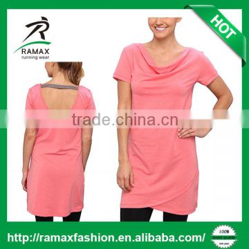 Ramax Custom Ladies Cowl Neck Short Sleeve Tunic T Shirt Gym Top