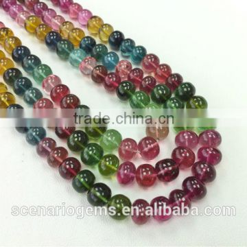 #EMZ586 Natural Multi-Color Plain Roundel Gemstone beads Tourmaline Necklace