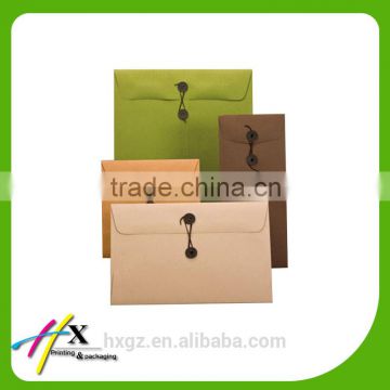 wholesale delicate custom made pure color paper envelope with drawstring closure