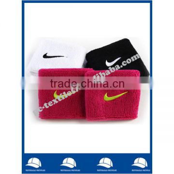 cheap promotional embroidery pattern OEM custom cotton terry wristband