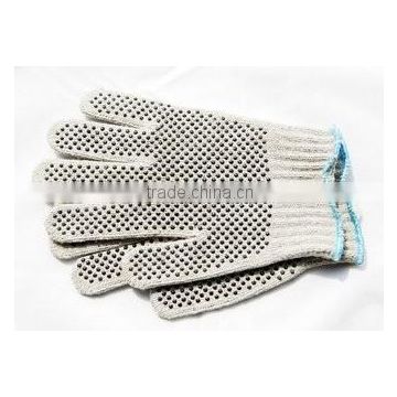 Natural color 10G cotton pvc dotted working glove