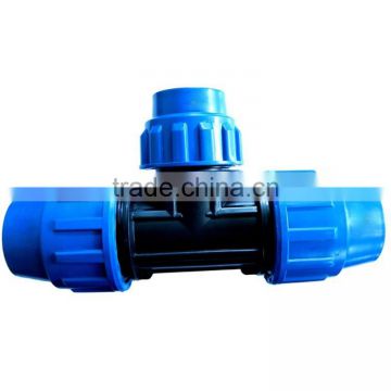 PP Compression quick release reducing Tee for HDPE pipe joint
