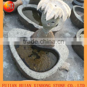 natural granite water fountain with doll