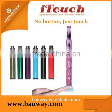 Shenzhen bauway manufacturer new design e cigarette ego e touch battery,e finger touch battery,colorful ego-T battery