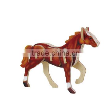 2014 New Robotime 3D DIY Educational Animal shaped Wooden Puzzle-Horse