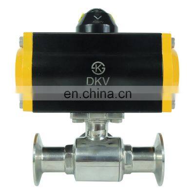 ss304 food grade tri clamp 3 way ball pneumatic valve pneumatic actuator air control double control sanitary