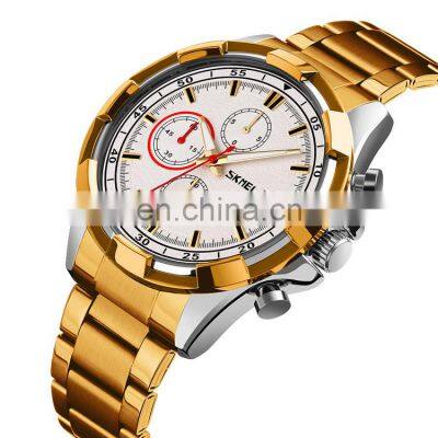 Wholesale luxury design watch Skmei 9192 watches men wrist stopwatch function stainless steel business watch luminous pointer